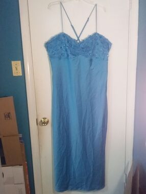 Wild Fable Blue Beaded Spaghetti-Strap Evening Dress 2XL Plus NWT $40 Sequins